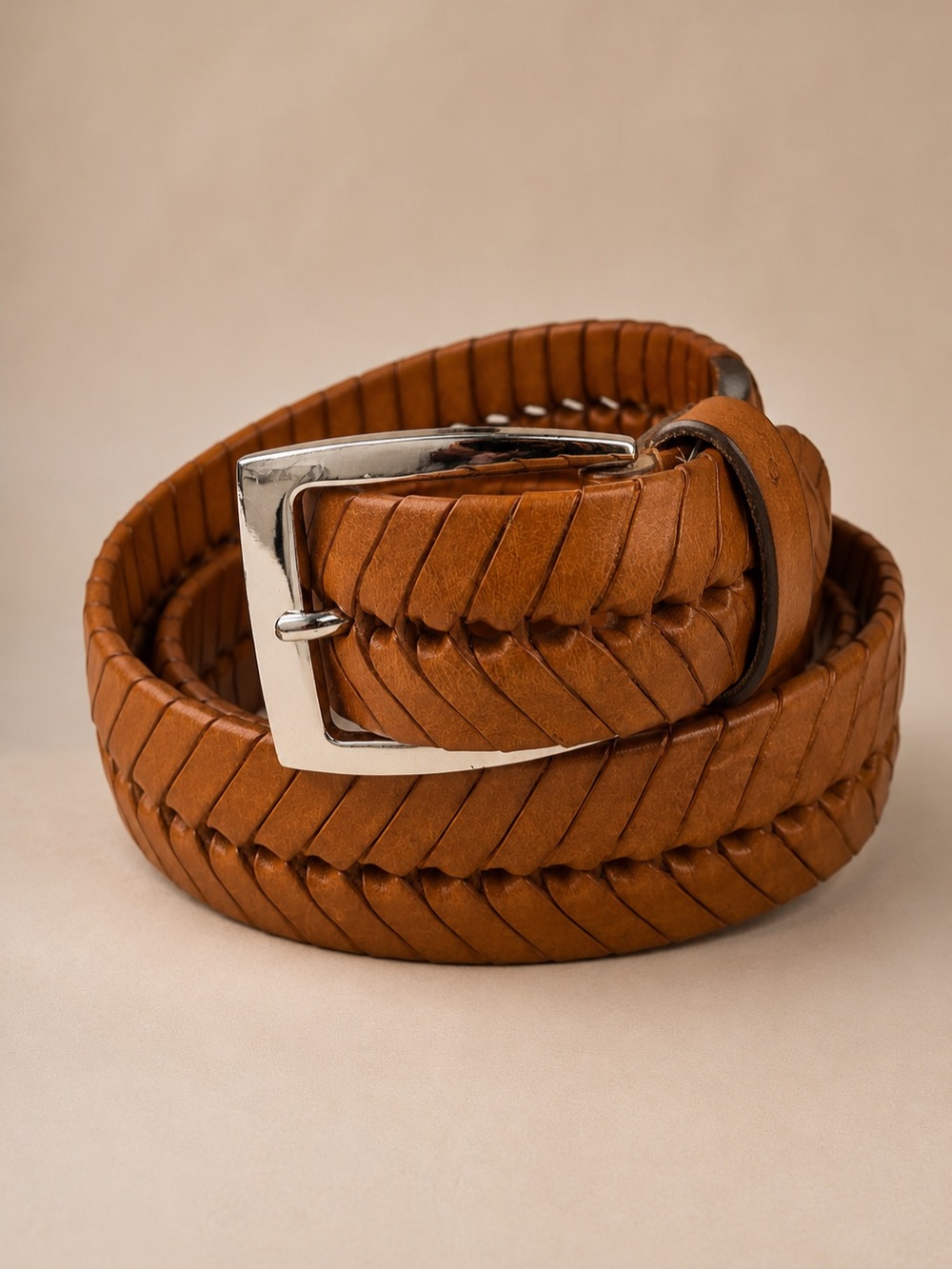Brighton Men's Brown Leather
Fishtail Belt Silver Buckle, Herringbone belt 36